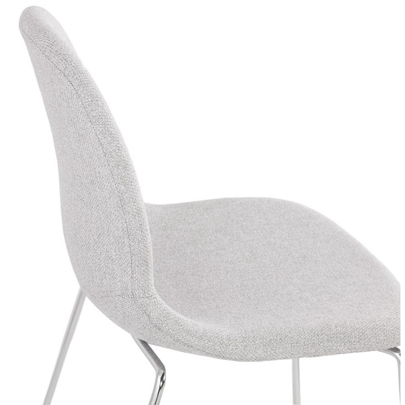 Chaise design empilable en tissu pieds métal chromé MANOU (gris clair) - image 47723