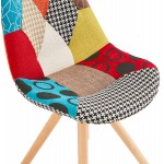 Chaise bohème patchwork en tissu pieds bois finition naturelle MANAO (multicolore)
