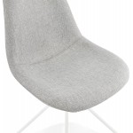 Chaise design et scandinave en tissu pieds métal blanc MALVIN (gris clair)