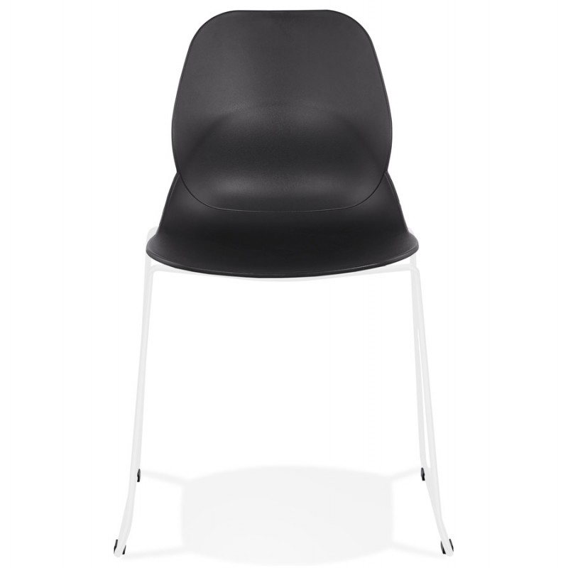MALAURY weiß Metall Fuß stapelbar Design Stuhl (schwarz) - image 47771