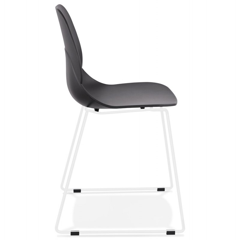 MALAURY weiß Metall Fuß stapelbar Design Stuhl (schwarz) - image 47773