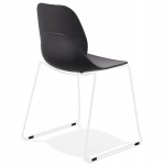 MALAURY white metal foot stackable design chair (black)