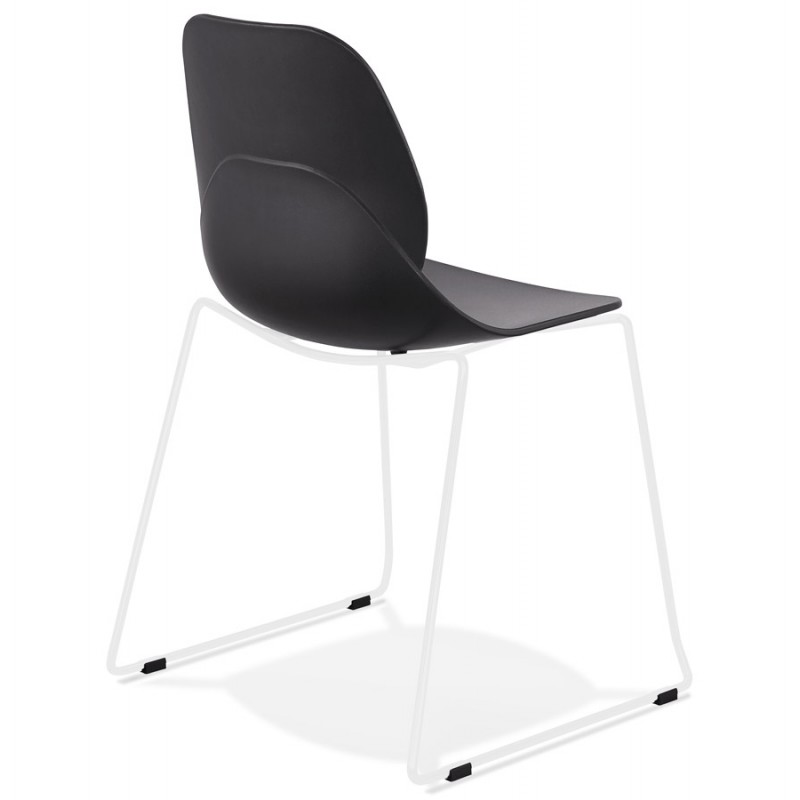 MALAURY weiß Metall Fuß stapelbar Design Stuhl (schwarz) - image 47774