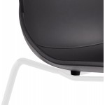 Silla de diseño apilable de pie de metal blanco MALAURY (negro)