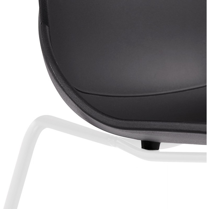 MALAURY weiß Metall Fuß stapelbar Design Stuhl (schwarz) - image 47783
