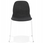 Sedia design impilabile in tessuto con gambe in metallo bianco MANOU (grigio scuro)