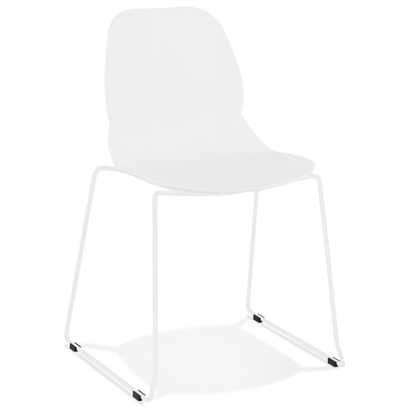 MALAURY weiß Metall Fuß stapelbar Design Stuhl (weiß) - image 47790
