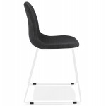 Design Stuhl stapelbar in Stoff mit weißen Metallbeinen MANOU (dunkelgrau)
