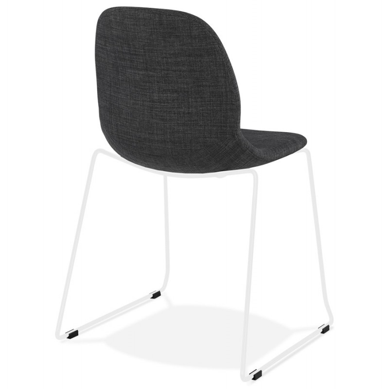 Sedia design impilabile in tessuto con gambe in metallo bianco MANOU (grigio scuro) - image 47793