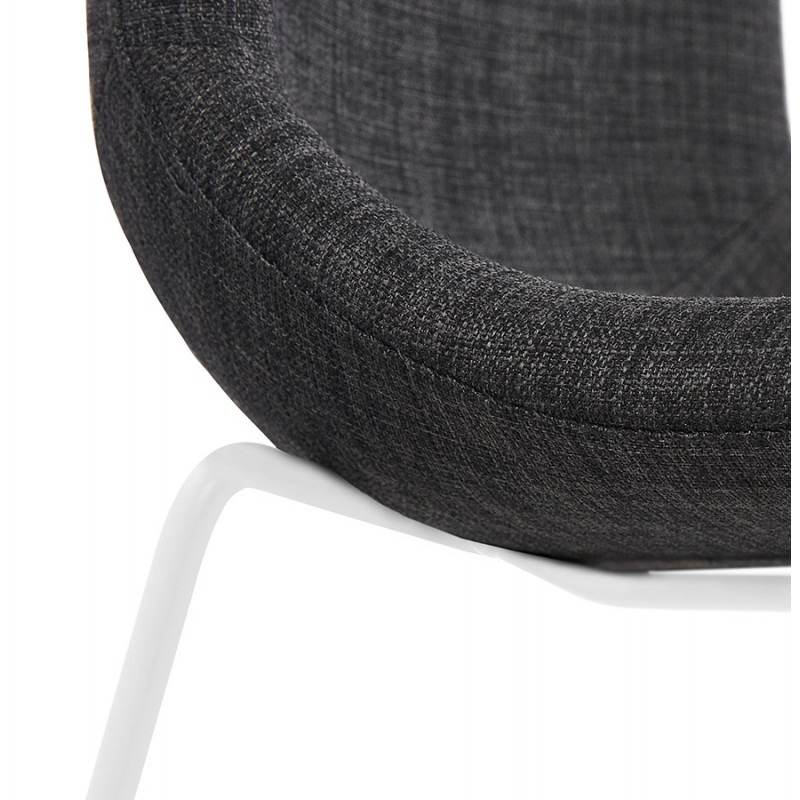 Design Stuhl stapelbar in Stoff mit weißen Metallbeinen MANOU (dunkelgrau) - image 47801