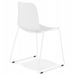 Chaise moderne empilable pieds métal blanc ALIX (blanc)