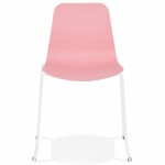 Sedia moderna impilabile piedi bianco metallo ALIX (rosa)