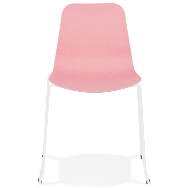 Moderne Stuhl stapelbare Füße weiß Metall ALIX (rosa) - image 47816