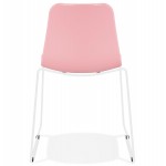 Modern chair stackable feet white metal ALIX (pink)