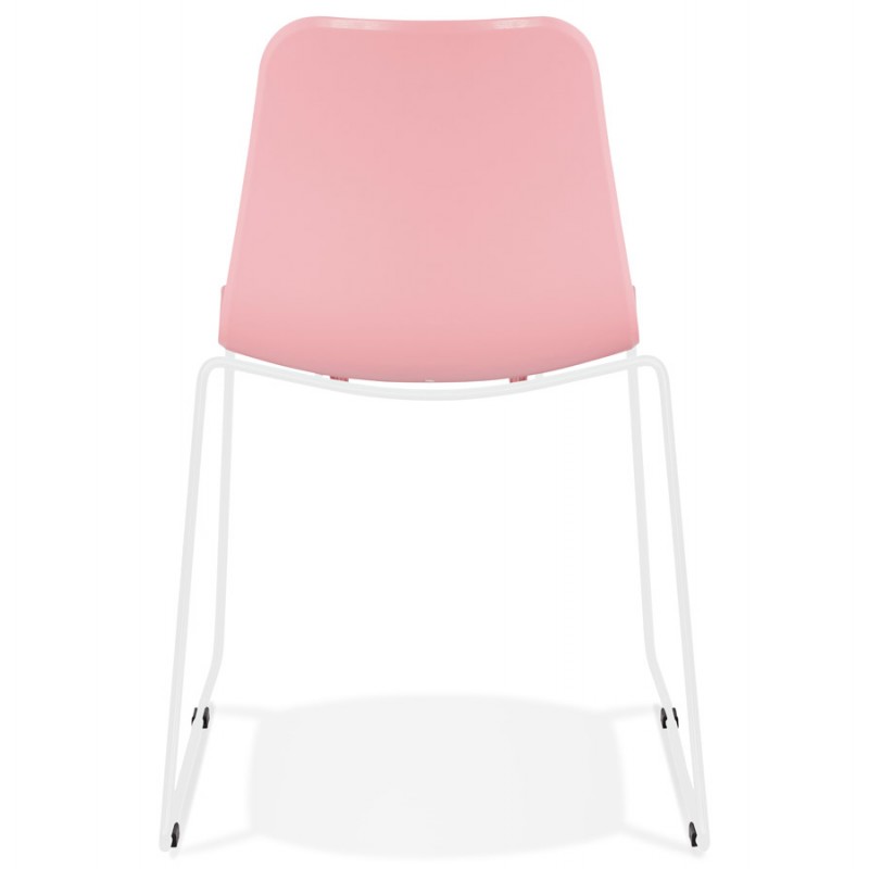 Chaise moderne empilable pieds métal blanc ALIX (rose) - image 47819