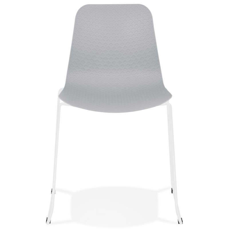 Moderne Stuhl stapelbare Füße weiß Metall ALIX (hellgrau) - image 47825