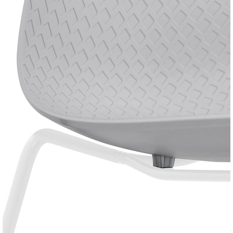 Moderne Stuhl stapelbare Füße weiß Metall ALIX (hellgrau) - image 47831