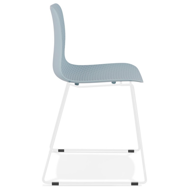 Sedia moderna impilabile piedi bianchi in metallo ALIX (azzurro cielo) - image 47835