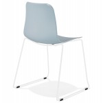 Modern chair stackable white metal feet ALIX (sky blue)