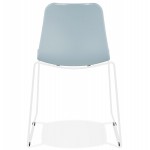 Modern chair stackable white metal feet ALIX (sky blue)