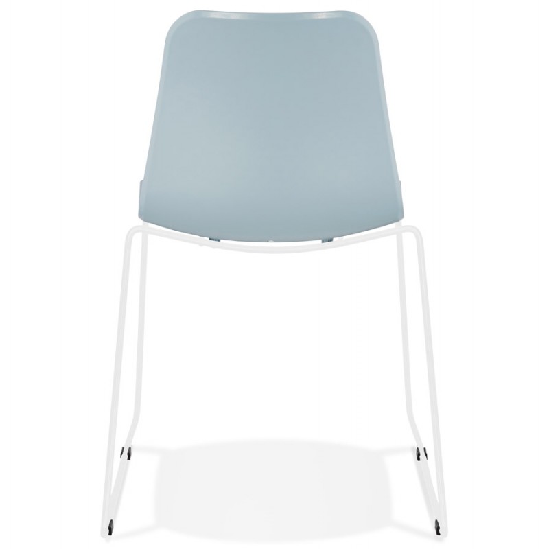 Sedia moderna impilabile piedi bianchi in metallo ALIX (azzurro cielo) - image 47837