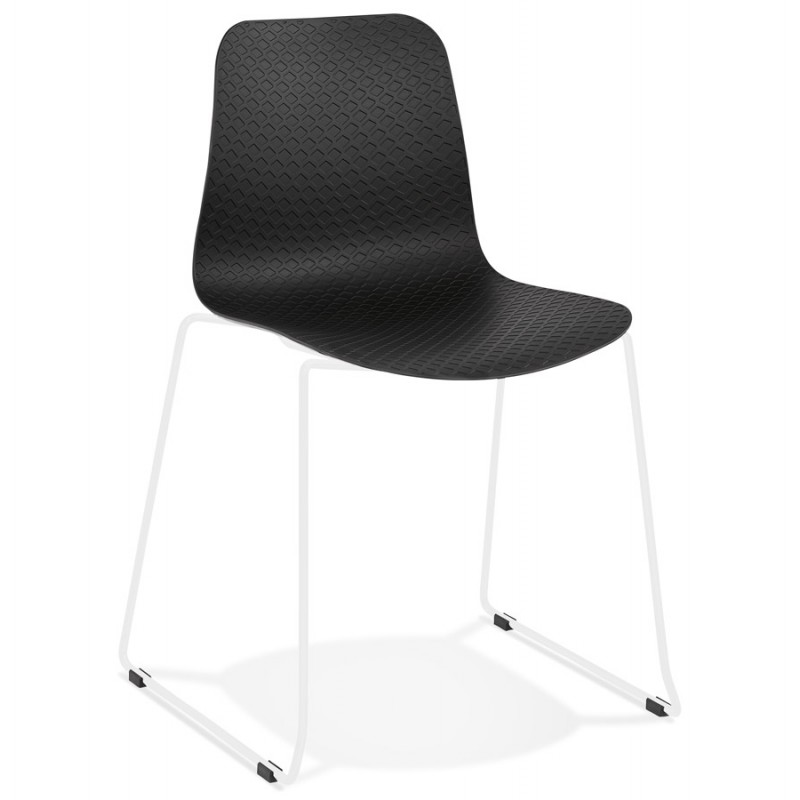 Modern chair stackable feet white metal ALIX (black) - image 47842