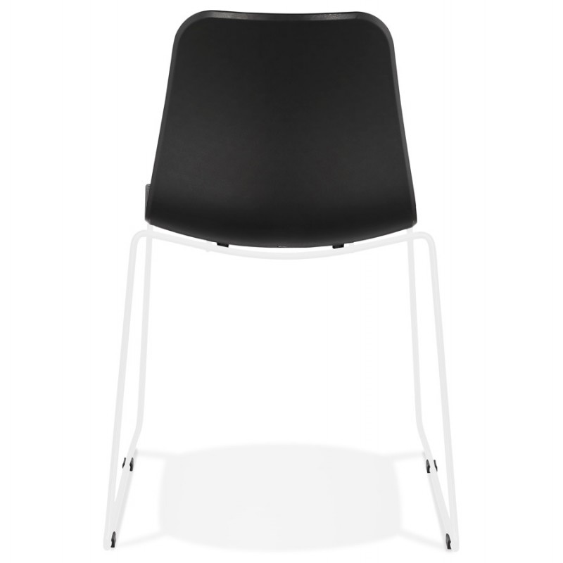Sedia moderna impilabile piedi bianco metallo ALIX (nero) - image 47846