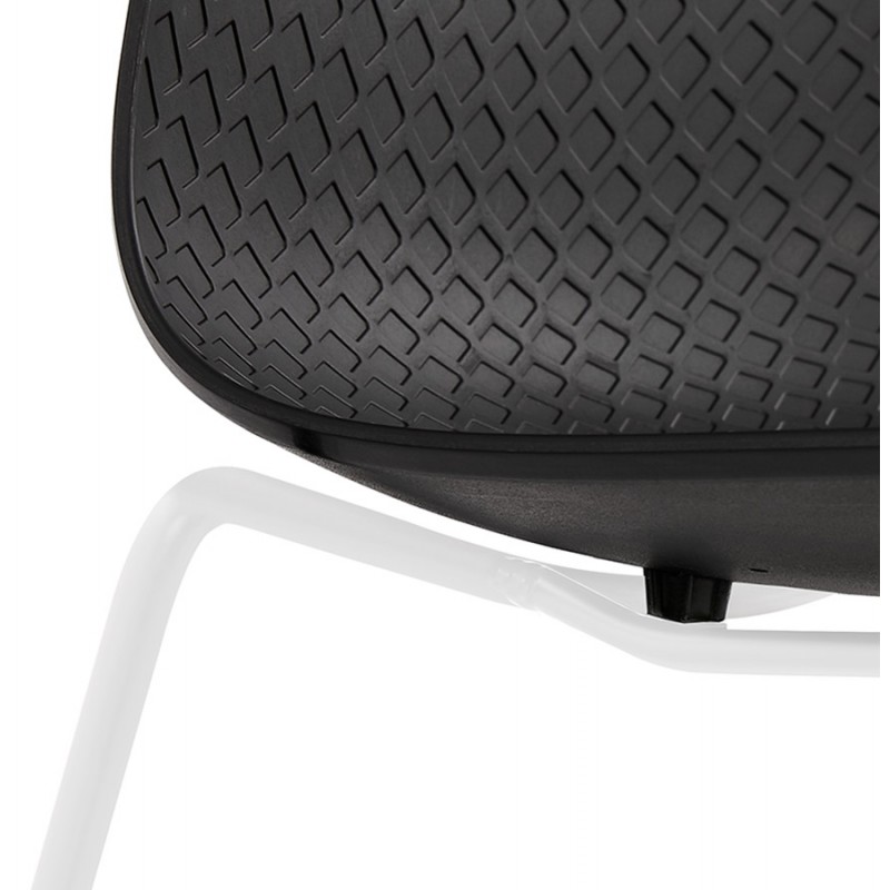Sedia moderna impilabile piedi bianco metallo ALIX (nero) - image 47849