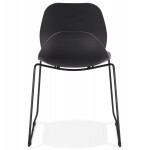 MALAURY black metal foot stackable design chair (black)