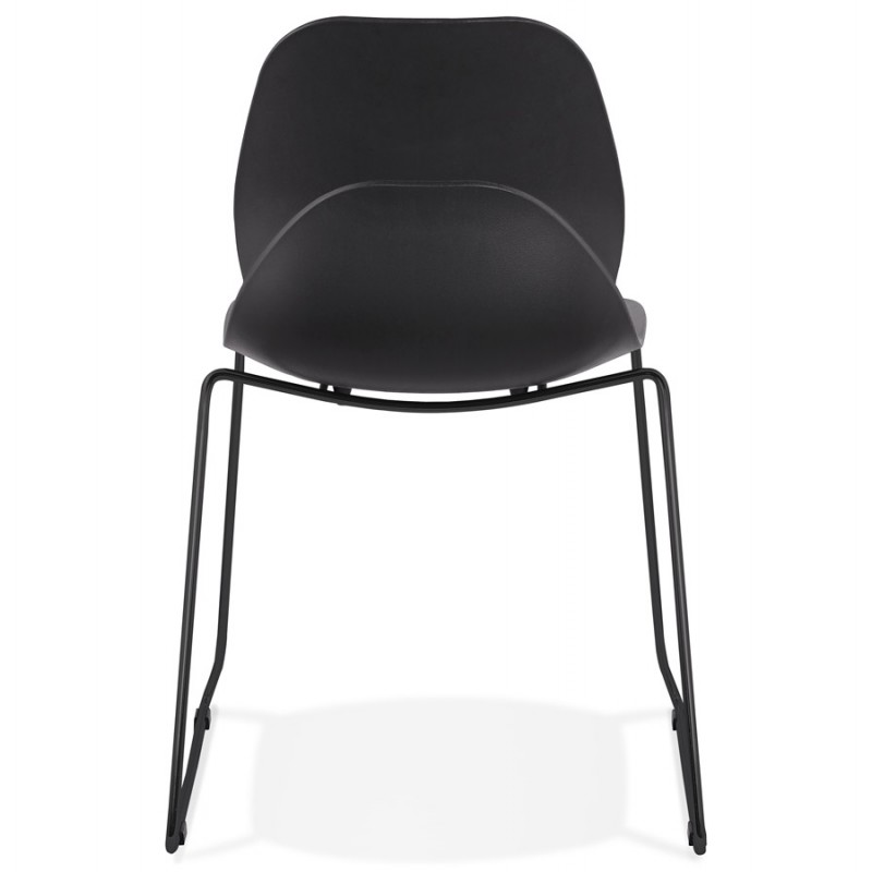 MALAURY black metal foot stackable design chair (black) - image 47864
