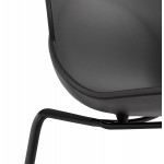 Silla de diseño apilable de pie de metal negro MALAURY (negro)