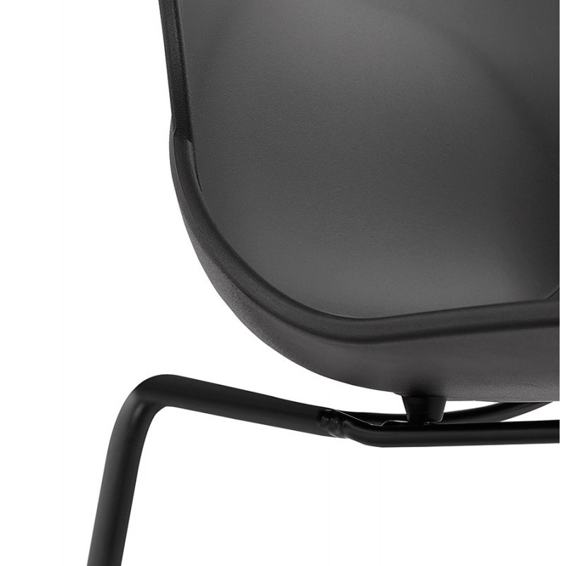 Silla de diseño apilable de pie de metal negro MALAURY (negro) - image 47867