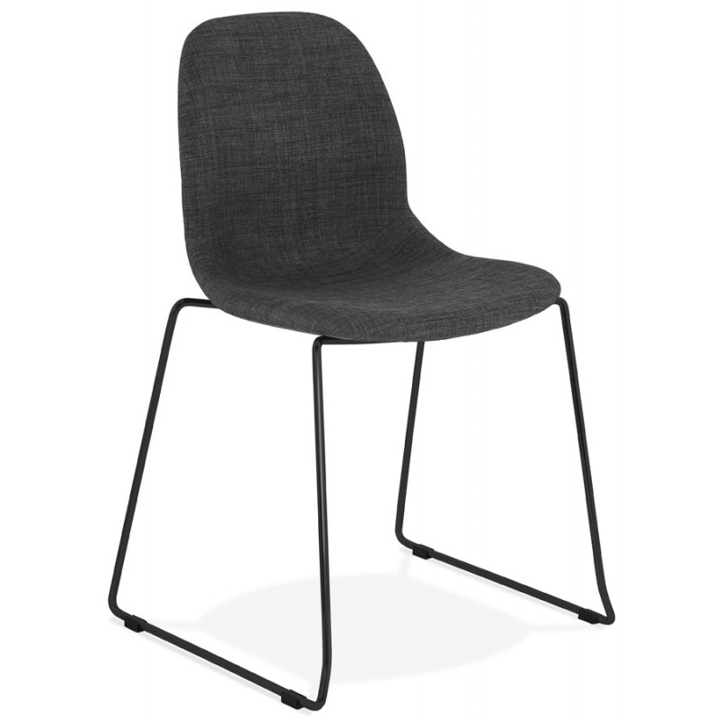 Design stackable chair in black metal legs fabric MANOU (dark gray) - image 47869