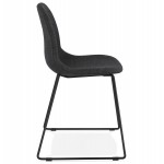 Design stackable chair in black metal legs fabric MANOU (dark gray)