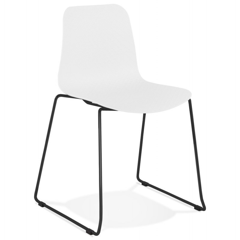 Moderne Stuhl stapelbare schwarze Metallfüße ALIX (weiß) - image 47878