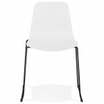 Chaise moderne empilable pieds métal noir ALIX (blanc)