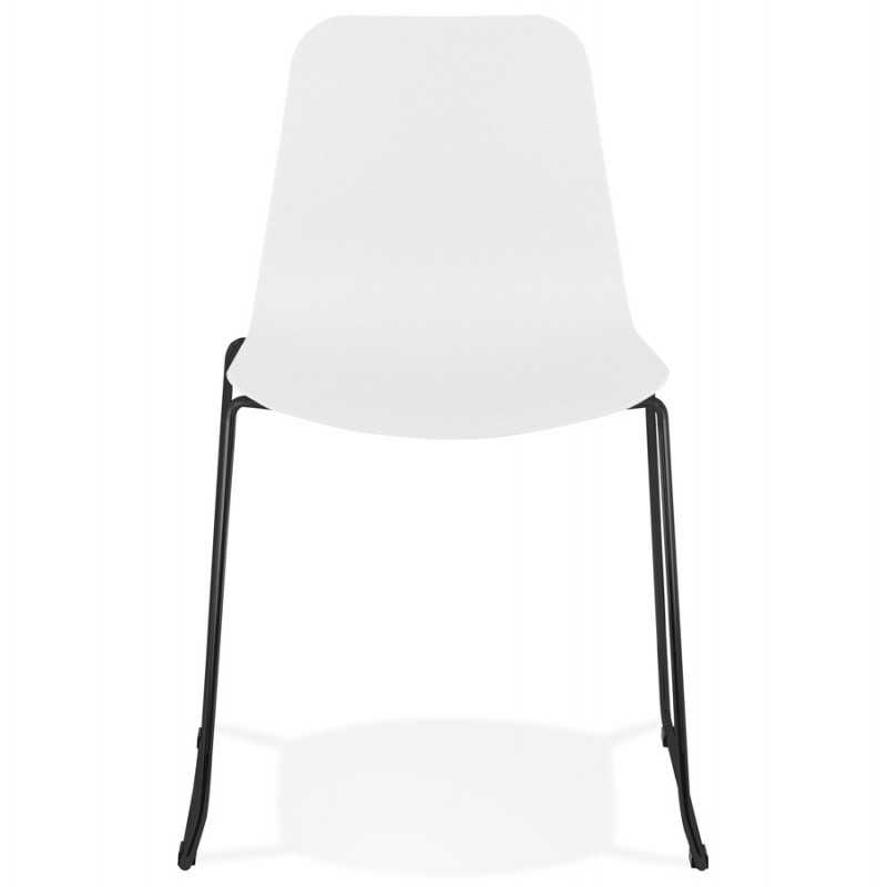 Modern chair stackable black metal feet ALIX (white) - image 47879