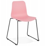 Chaise moderne empilable pieds métal noir ALIX (rose)