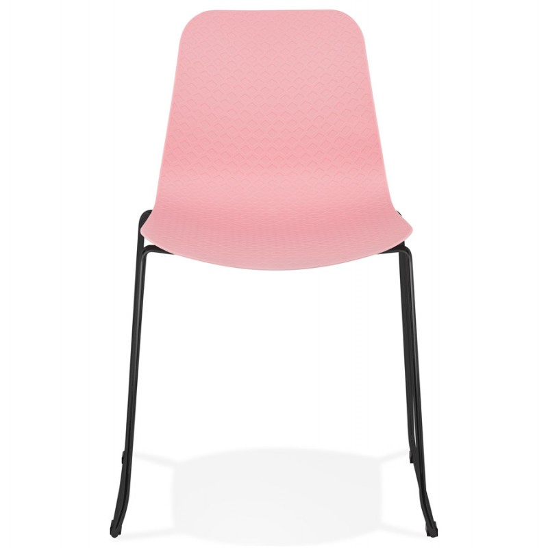 Sedia moderna impilabile piedi neri metallici ALIX (rosa) - image 47888