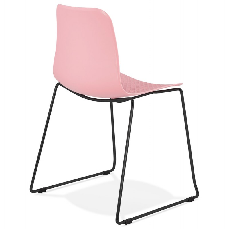 Sedia moderna impilabile piedi neri metallici ALIX (rosa) - image 47890