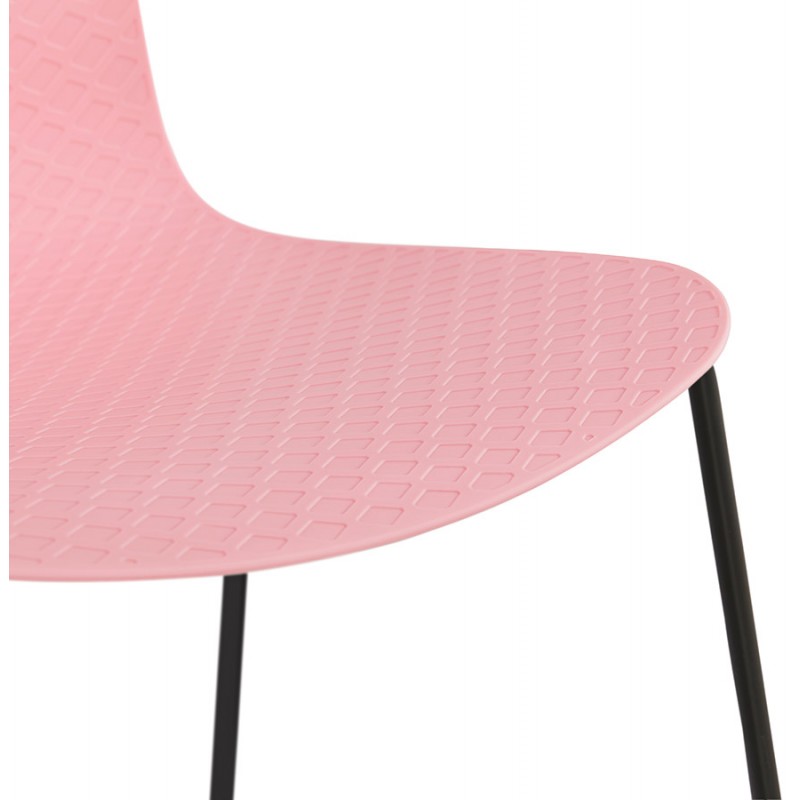 Sedia moderna impilabile piedi neri metallici ALIX (rosa) - image 47893