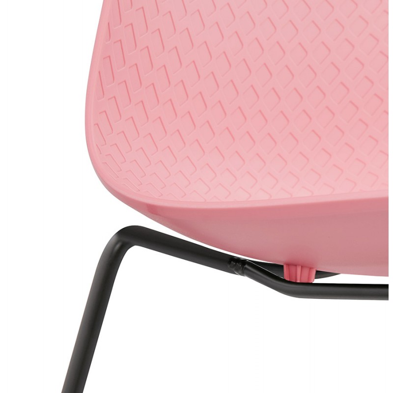 Modern chair stackable black metal feet ALIX (pink) - image 47894