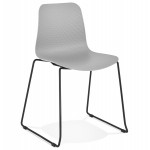 Modern chair stackable black metal feet ALIX (light grey)