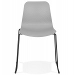 Chaise moderne empilable pieds métal noir ALIX (gris clair)