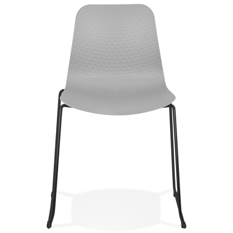 Modern chair stackable black metal feet ALIX (light grey) - image 47897