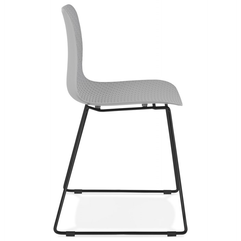 Modern chair stackable black metal feet ALIX (light grey) - image 47898