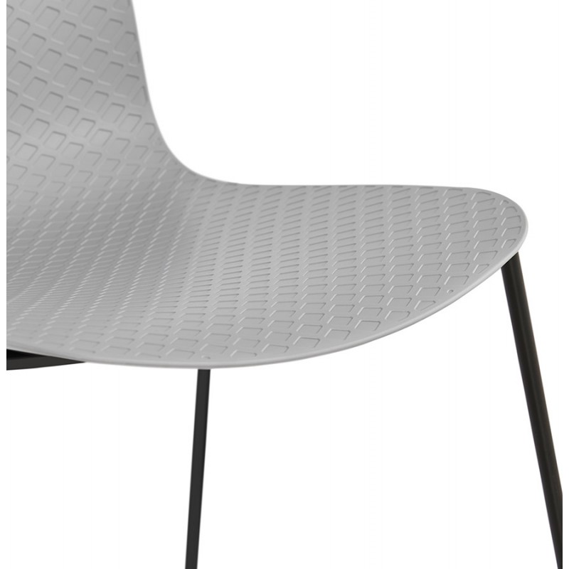 Modern chair stackable black metal feet ALIX (light grey) - image 47902