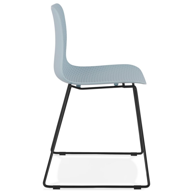 Modern chair stackable black metal feet ALIX (sky blue) - image 47907