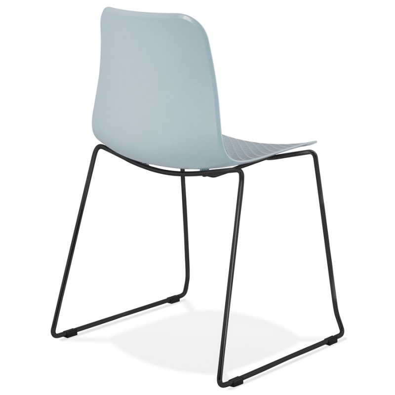 Moderne Stuhl stapelbare schwarze Metallfüße ALIX (himmelblau) - image 47908