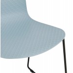 Moderne Stuhl stapelbare schwarze Metallfüße ALIX (himmelblau)